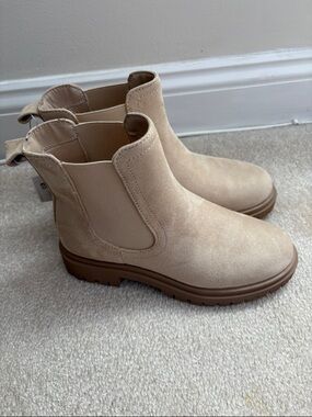 Beige Suede Chelsea Boots